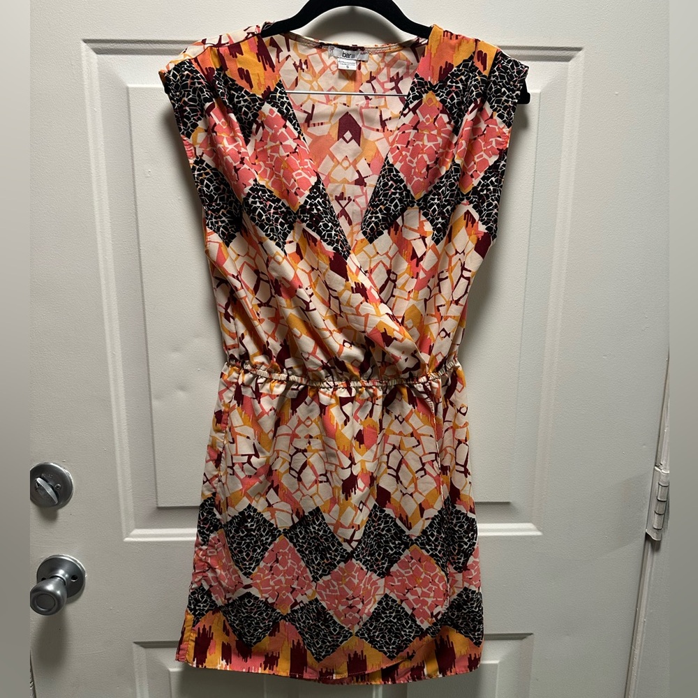 Bar III Pink and Black Patterned Mini Dress